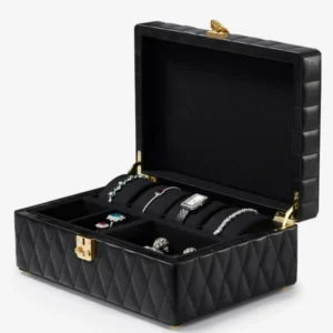 High-end leather jewelry box Double-layer split jewelry box Ring watch jewelry storage box