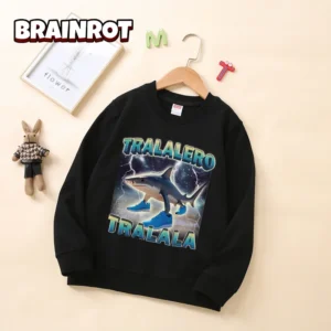 Italian Brainrot Kids T-shirts Funny Cartoon Graphics T-shirt Tung Tungtung Sahur Child Casual Long Sleeve Thin Tops Boy Clothes