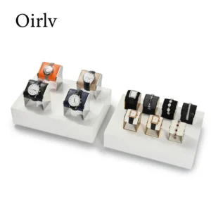 Oirlv Premium Watch Stand Holder PU Leather Bracelet Holder Display Stand Velvet Watch Displays Wrist Watch Holder Display Rack