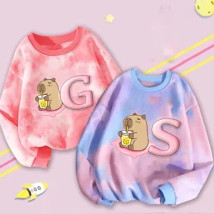 Capybaras Spring Autumn Sweatshirt Cartoon Pullover Hoodies Child Long Sleeves Sweater Animal Coat Fashion Floral Color Clothing