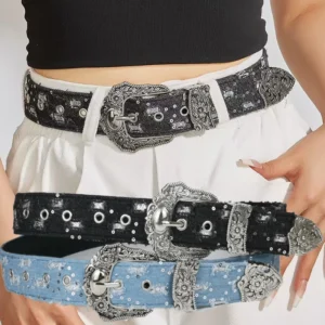 Luxury Leather Wide Belt Y2K Punk Vintage Hollowed Design Versatile Belt for Denim Skirt Harajuku Fashion Waistband Decorative