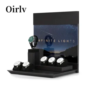Oirlv Watch Stand Display Holder Black Wrist Watch Holder Stand Display Props For Men Wood Holders Black Watch Display Stand Set