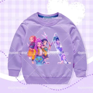 Anime Film Kpop Demon Hunters Letter A-Z Print Sweatshirts for Kids Harajuku Tops Autumn Spring Wear Hoodie Boys Girls Clothes