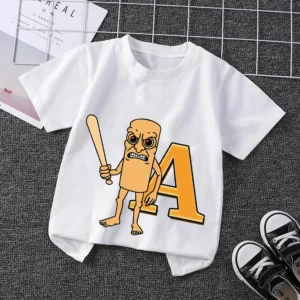 Italian Brainrot Kids T-shirt Summer Tung TungTung Sahur Cartoon Letter Child Short Sleeve Tops Boy Tee Girl Casual Clothes Gift
