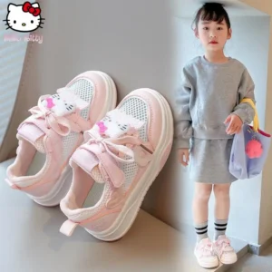 Sanrio Girl Hello Kitty Sneakers Cartoon Spring and Autumn New Anime Mesh Breathable Board Shoes Kawaii Fashionable Casual Shoes