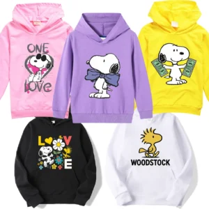 Snoopys Baby Sweatshirt Colorfast Hooded Coat Boy Long Sleeves Cartoon Wear-resistant Hoodie Spring Autumn Girl Outdoor Clothing