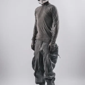 Deconstructing Stitching Washed and Worn Stretch Keep Warm Long Sleeve Wasteland Style Mechanical Outer Wear Underwear T-shirt