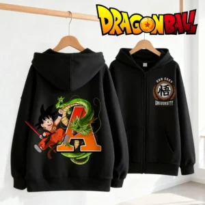 Dragon Balls Autumn Thin Cardigan Boys Anime Hoodie Jacket Children letter print Tops Clothing Cartoon Casual Sweatshirts Coats
